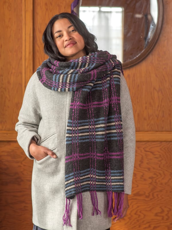 Free knitting pattern for a plaid scarf