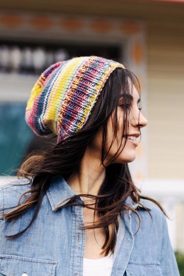 Stripes on Stripes Slouchy Hat Free Knitting Pattern