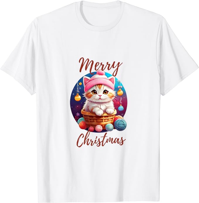 Christmas Cat with Yarn T Shirt!