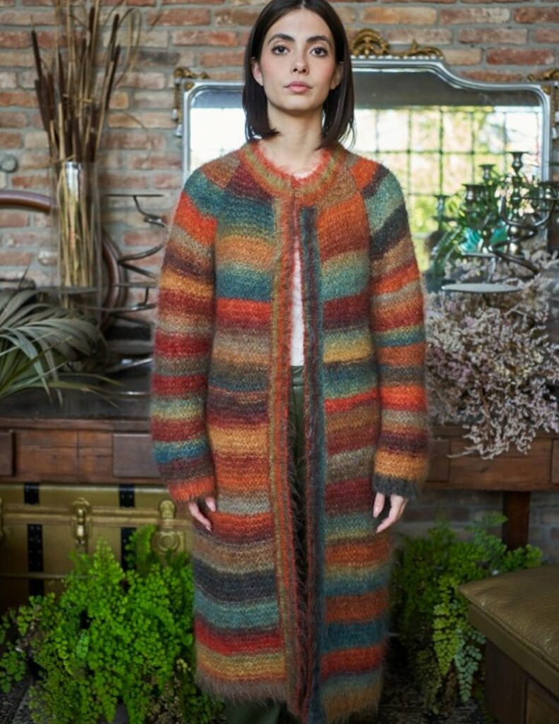 Free Knit Pattern for a Ladies Long Mohair Cardigan