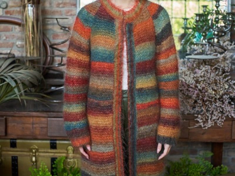 Free Knit Pattern for a Ladies Long Mohair Cardigan