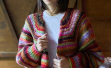 Free Knitting Pattern for Alpaca Color – Multicolor Cardigan for Women