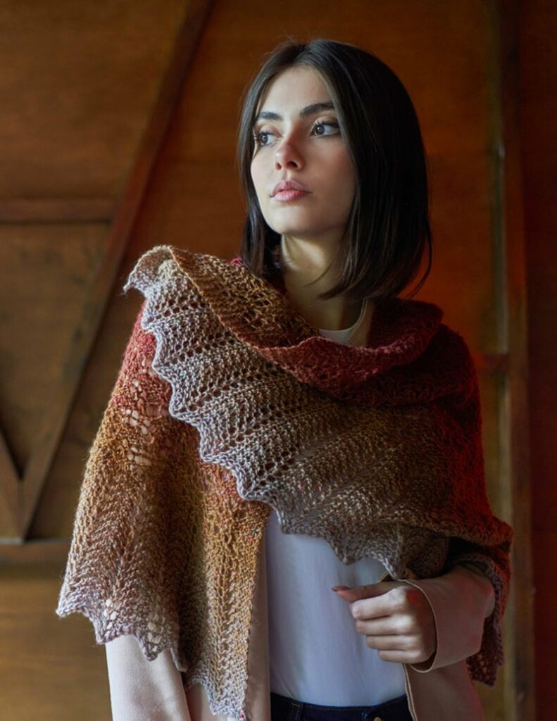 Free Knitting Pattern for Poema Tweed - Fall Color Shawl