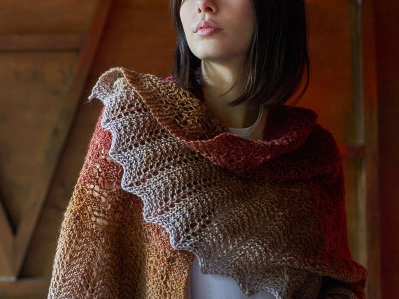 Free Knitting Pattern for Poema Tweed – Fall Color Shawl