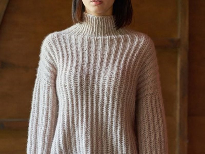 Free Knitting Pattern for a Brioche Turtleneck Sweater