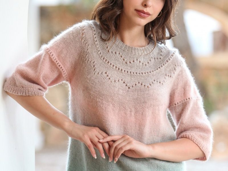 Free Knitting Pattern for a Lace Yoke Pullover