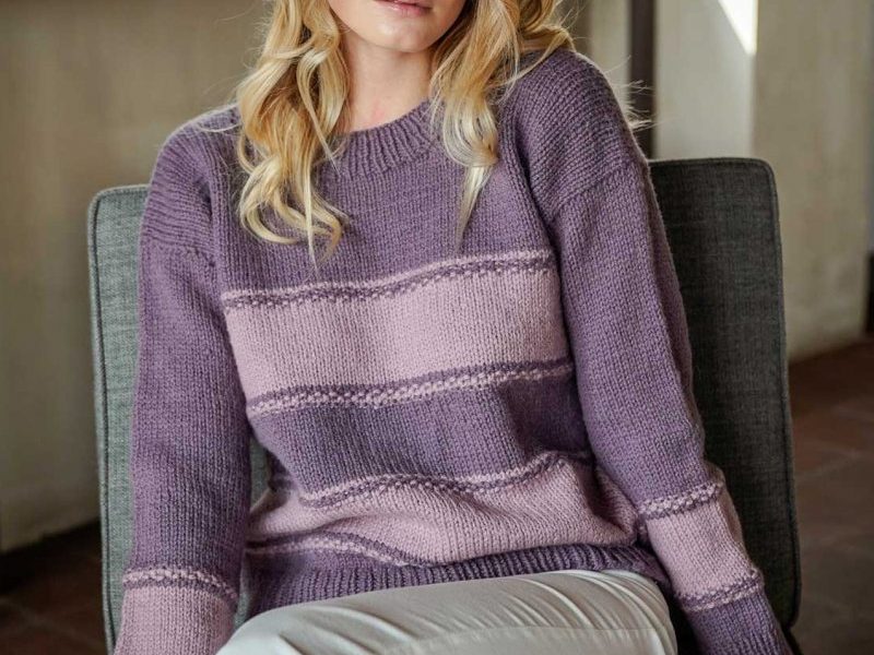 Free Knitting Pattern for a Ladies Easy Stripe Sweater