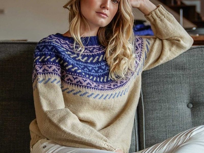 Free Knitting Pattern for a Ladies Fair Isle Yoke Sweater