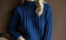 Free Knitting Pattern for a Long High Necked Cable Sweater