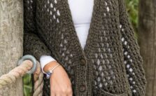 Free Knitting Pattern for a Long Mesh Cardigan