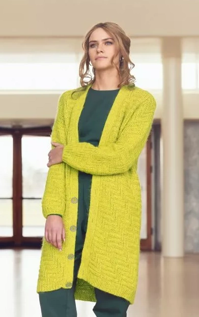 Free Knitting Pattern for a Long Textured Women's Cardigan