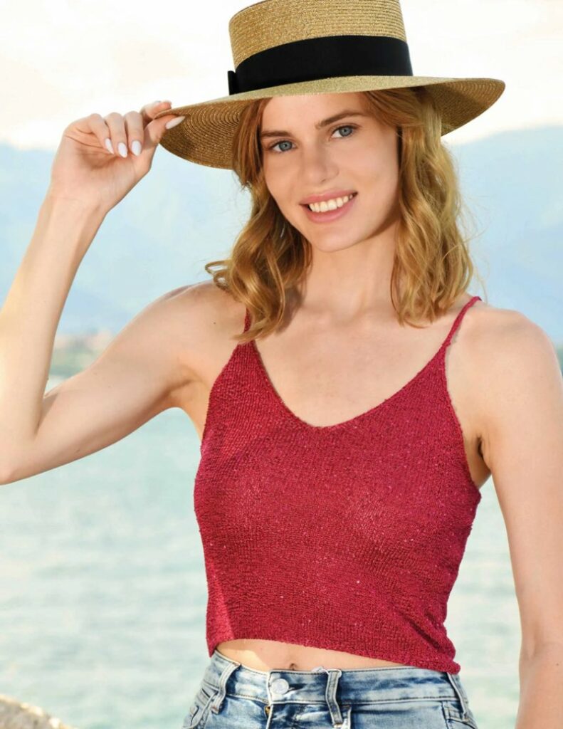 Free Knitting Pattern for a Shiny Tank Crop Top
