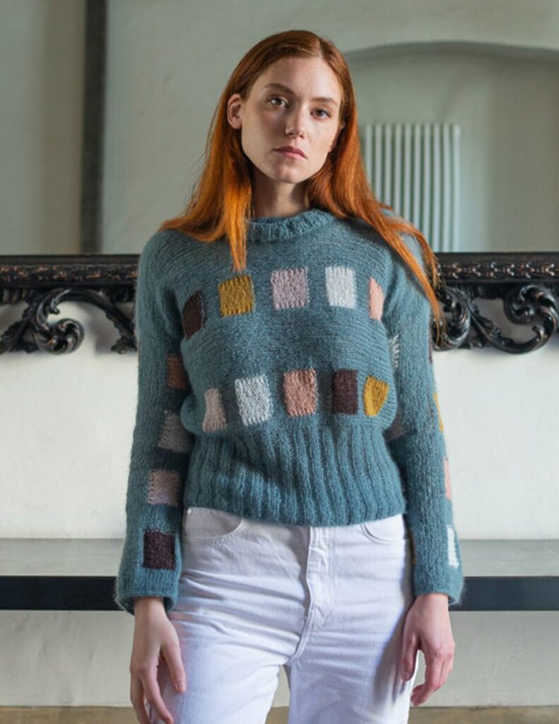 Free Knitting Pattern for a Square Color Sweater