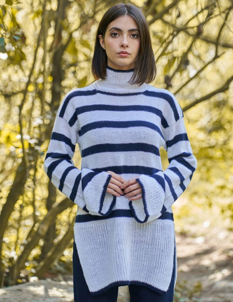 Free Knitting Pattern for a Striped Maxi Tunic