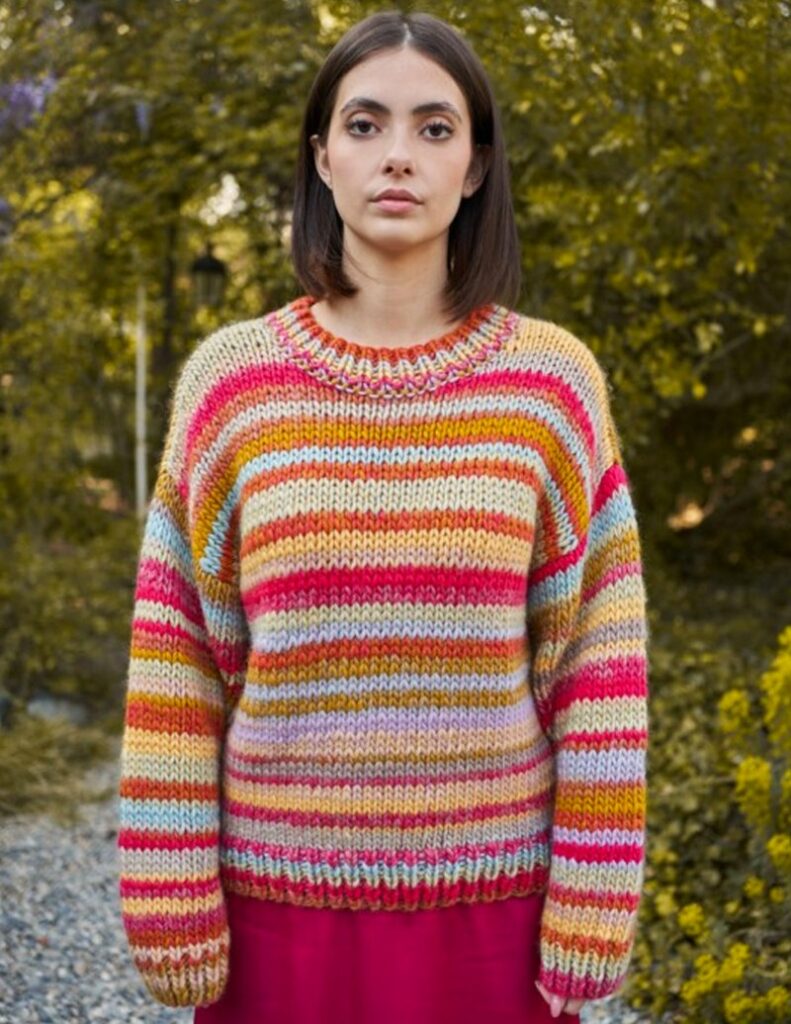 Free Knitting Pattern for a Young & Trendy - Multicolored Sweater ...