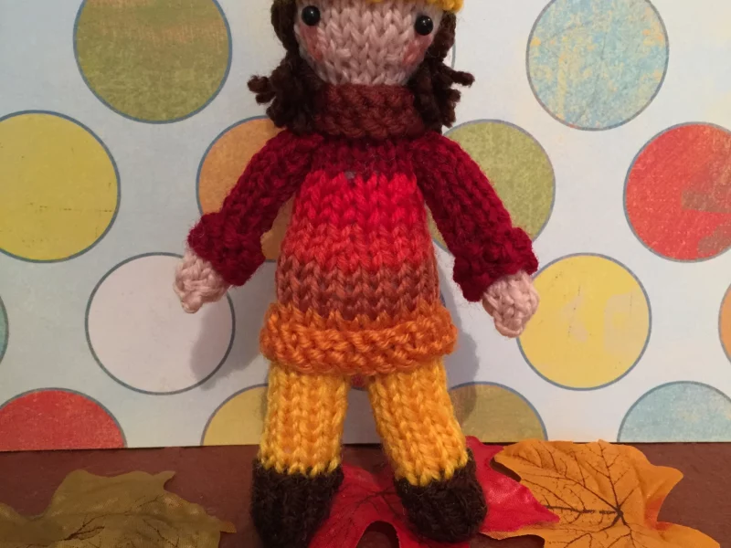 Free Knitting Pattern for an Autumn, Dinky Doll