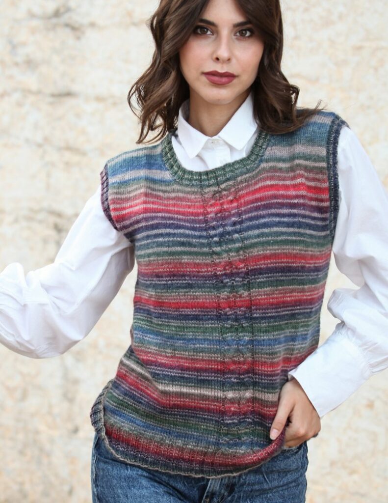Free Knitting Pattern for an Urban Style Vest in Sock Yarn