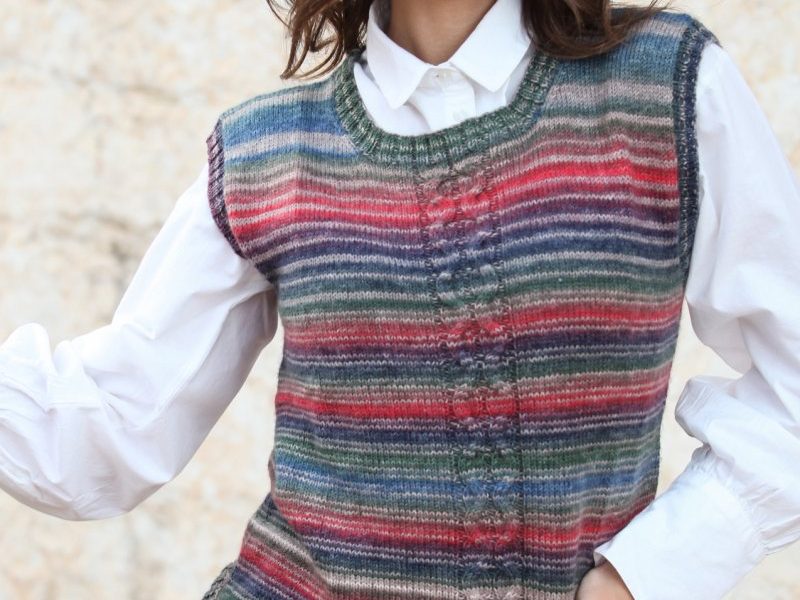 Free Knitting Pattern for an Urban Style Vest in Sock Yarn