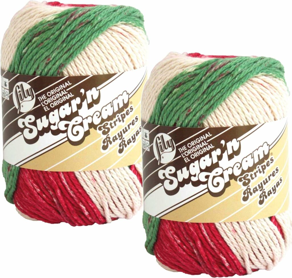 Sugar'N Cream Yarn - Stripes-Holiday christmas yarn