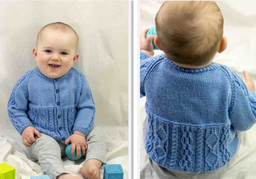 Cherub Baby Cabled Raglan Cardigan raglan cable cardigan in a washable nylon acrylic blend