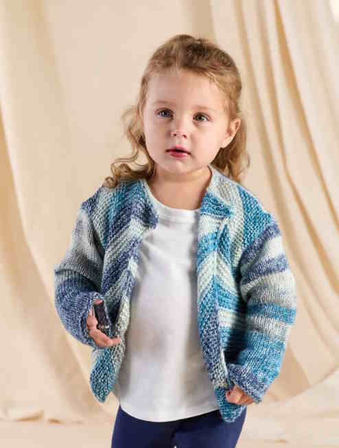 This and That Cardigan bias-knit open-front cardigan in self-printing yarn