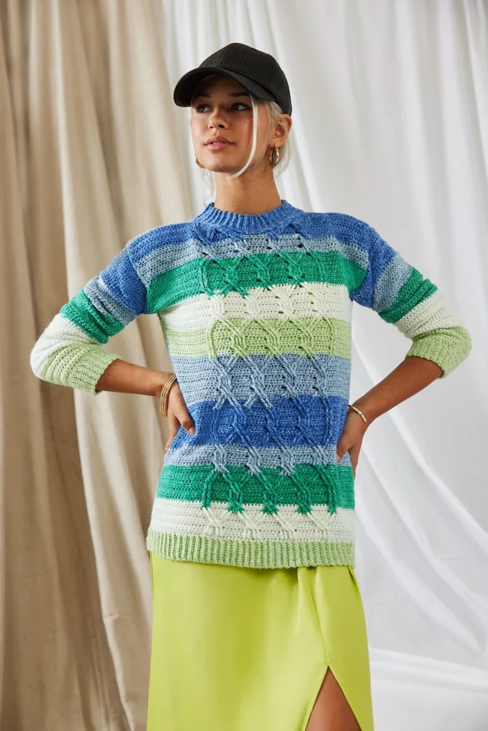 free crochet pattern for a sweater with cables