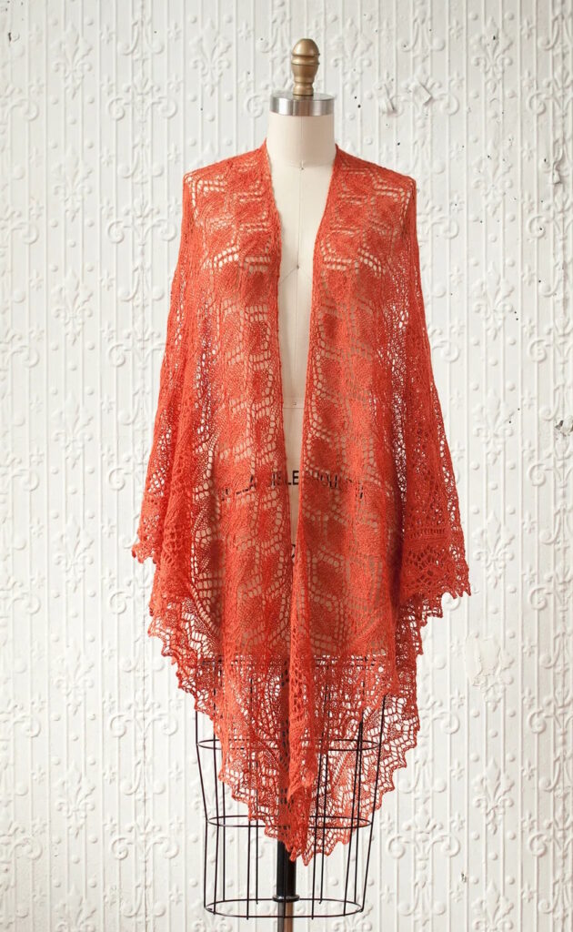 free knitting pattern for a long lace shawl