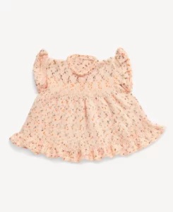 Free Knitting Pattern for a Ruffled Baby and Kids Dress