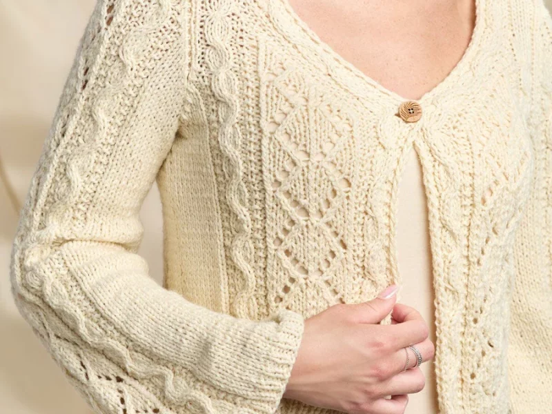 Free Knitting Pattern for a Cropped Lace Cardigan