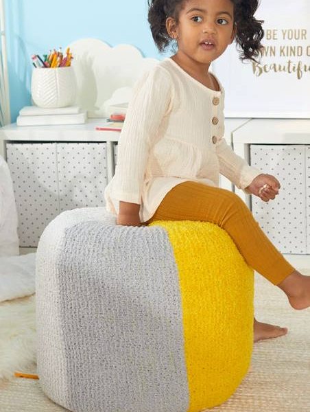 Free Knit Fleecy Pouf Pattern
