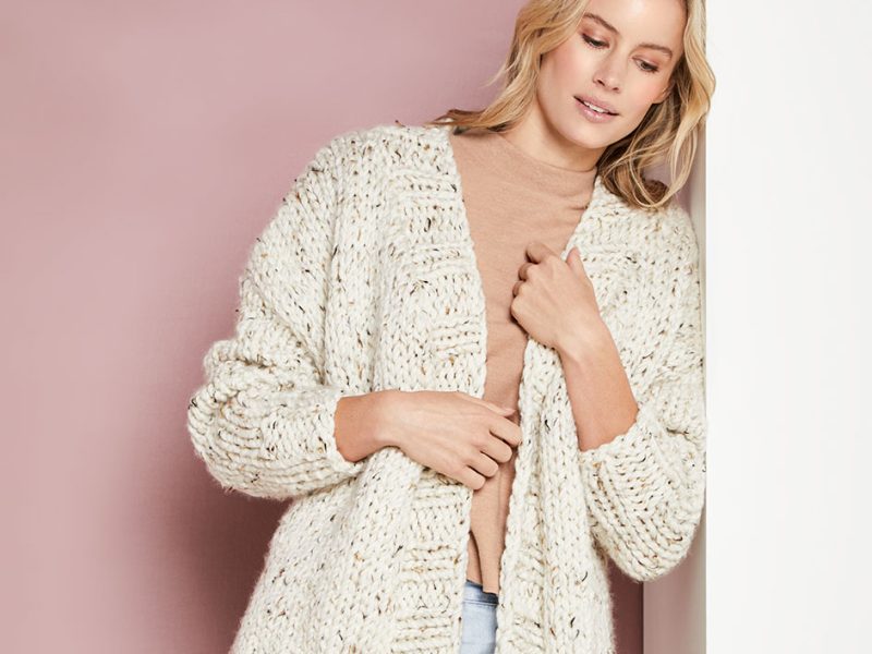 Free Knit Pattern for a Mega Tweed Chunky Cardigan