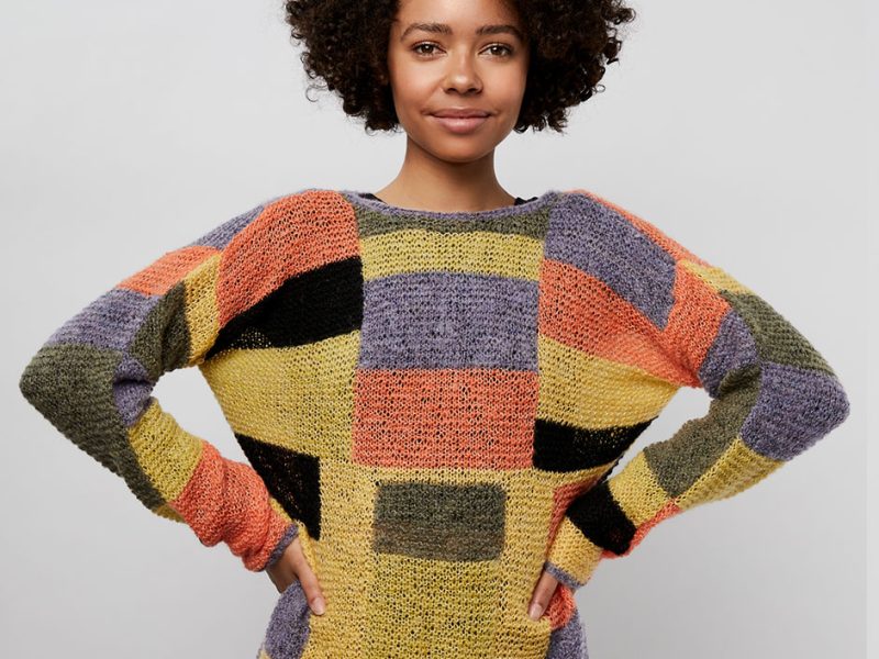 Free Knitting Pattern for a Faux Mo Patchwork Sweater