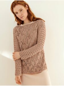 Free Knitting Pattern for a Lace and Eyelet Ladies Sweater