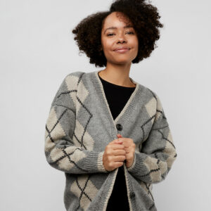 Free Knitting Pattern for an Organic Wool Argyle Cardigan