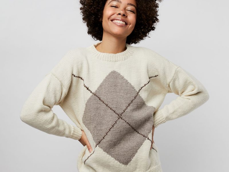 Free Knitting Pattern for an Organic Wool Argyle Jumper