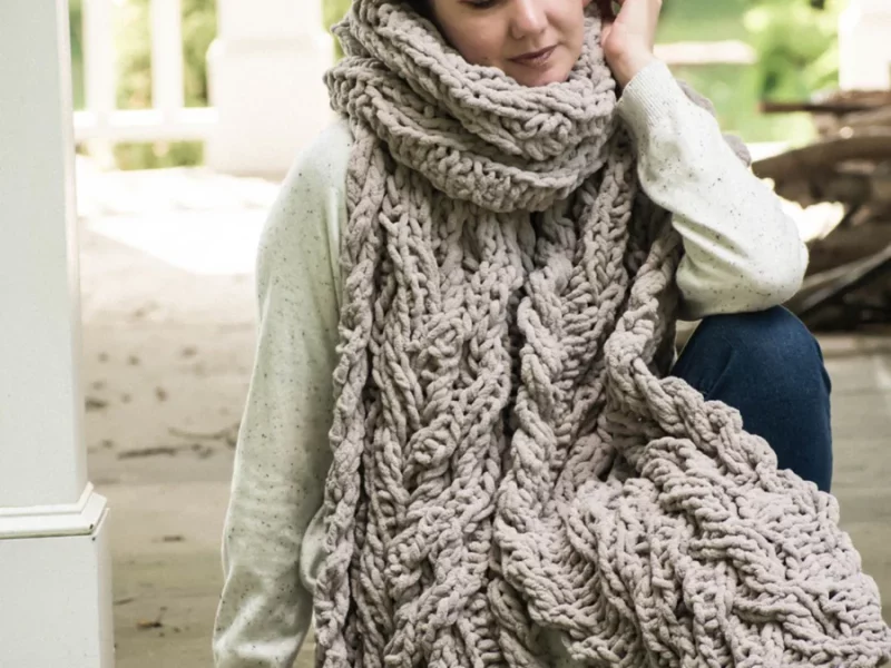 Free Knitting Pattern for Merryall Oversized Scarf