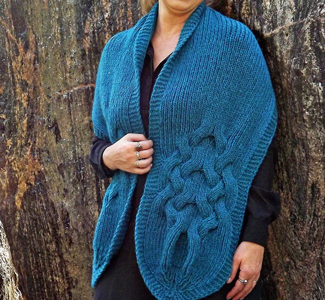 Free Knitting Pattern for a Palindrome Cabled Wrap