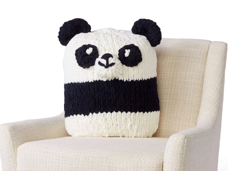 Free Knitting Pattern for a Panda Pillow
