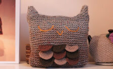 Free Knitting Pattern for a Sleepy Owl Cushion