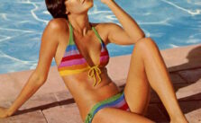 Free Knitting Pattern for a Striped Rainbow Bikini