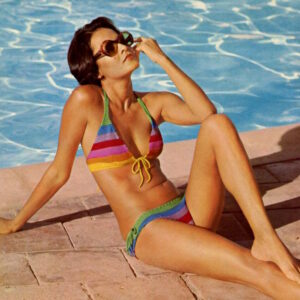 Free Knitting Pattern for a Striped Rainbow Bikini