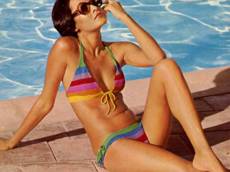 Free Knitting Pattern for a Striped Rainbow Bikini