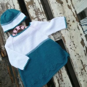 Free Knitting Pattern for a Teal Darling - Baby Dress and Hat