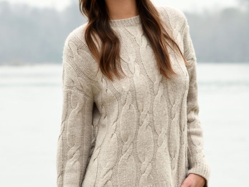 Free Knitting Pattern for an Elongated Cable Sweater