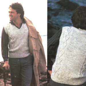 Man's Aran Vest Free Knitting Pattern with Argyle Cable