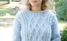Free Knitting Pattern for Irish Sky an Aran Sweater