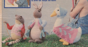 1994 Beatrix Potter Peter Rabbit, Jemima Puddle-Duck & Jeremy Fisher knitted dolls