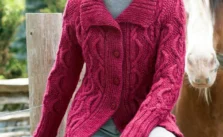 Long Cabled Cardigan with Collar Free Knitting Pattern