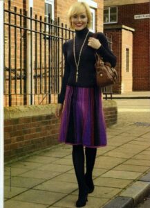 Free Knitting Pattern for the "City Strut" Skirt, a stylish and flattering A-line skirt with short-row shaping