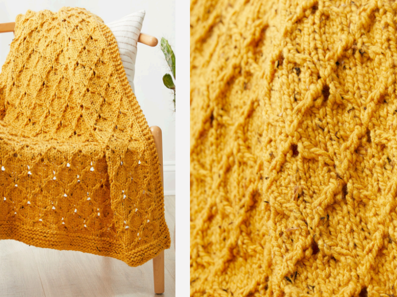 Honeycomb Throw Free Knitting Pattern
